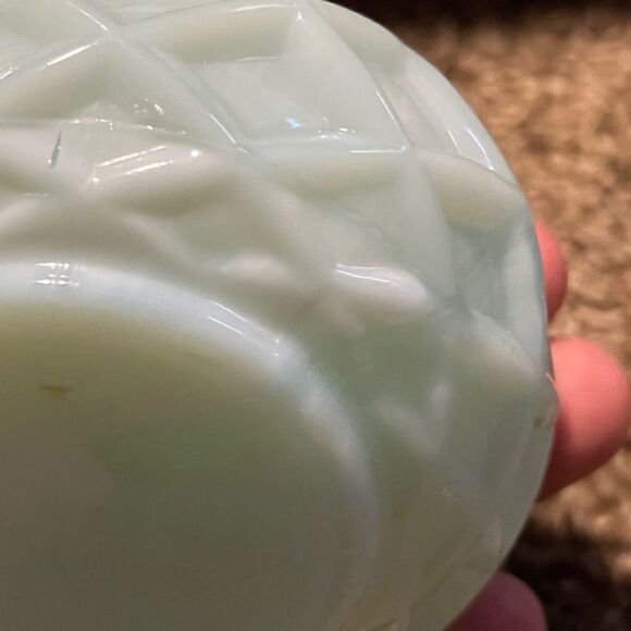 Color Lite blue Opaline Basket Weave Patterned glass with Lid and Cork. - Picture 5 of 9